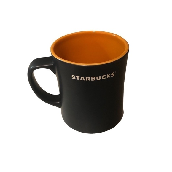 Starbucks Etched Mermaid Coffee Mug Black Orange 16OZ Kenya - Picture 2 of 4